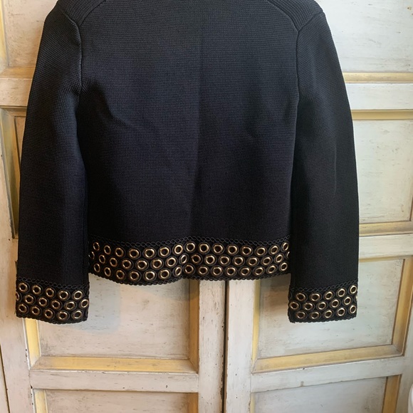 Maje Music Cropped Black Grommet Cardigan NWT - Picture 11 of 14